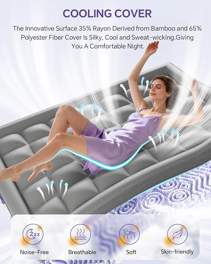 ChiXpace Dual Layer 4 Inch Memory Foam Mattress Topper Full | 2 Inch Gel Memory Foam and 2 Inch Pillow Top Mattress Pad for Back to School , 7-Zone Egg Crate & 2-in-1 Design (Grey)