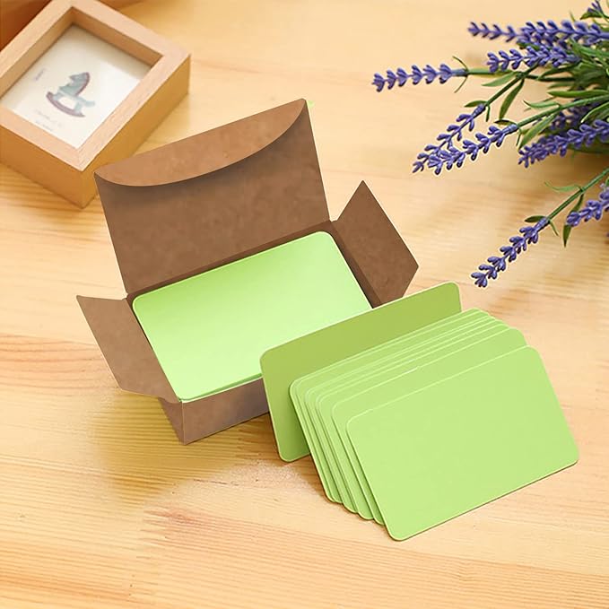 VANRA 300PCS Small Blank Index Cards 3.5x2 inches Note Cards Study Flash Cards, Word Message Gift DIY Cards Kraft Paper Tags (Mint Green, 300/Pack)