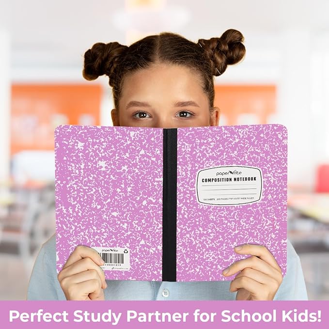 Assorted Marble Composition Notebook Wide Ruled (9.75x7.5 in), 100 Sheets | 200 Pages | For School, Office, Students, Teachers (2, Green & Pink)