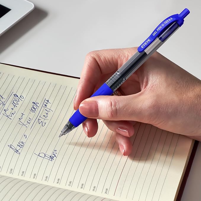 EYEYE G-103 Gel Pens 8 Black 7 Blue, Retractable, 0.5mm Extra Fine Point | Quick Drying, Ballpoint Pen Fine Point Smooth Writing Pens for Office Supplies, Black to School