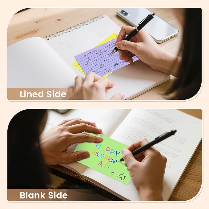 Index Cards 3x5 Inch, 300sheets, Flash Cards, Ruled Lined Colored Note Cards Paper For Studying, Schools Supplies, College, Office And Home Organization, Note Taking Supplies