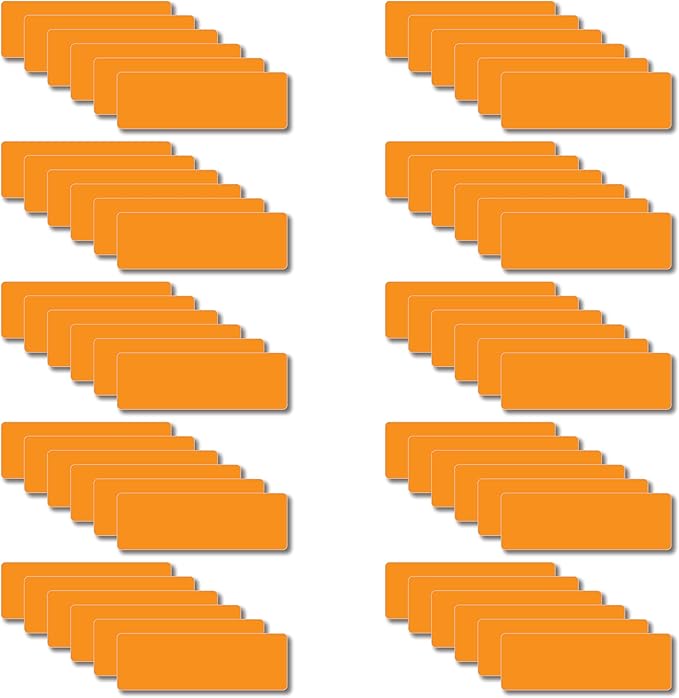 IMAGAME Magnetic Dry Erase Magnets Labels 3x1 inches, Reusable Name Tags, Organizing Schedules in Office/Classroom. Work on Fridge/White Board (Orange 60Pcs)