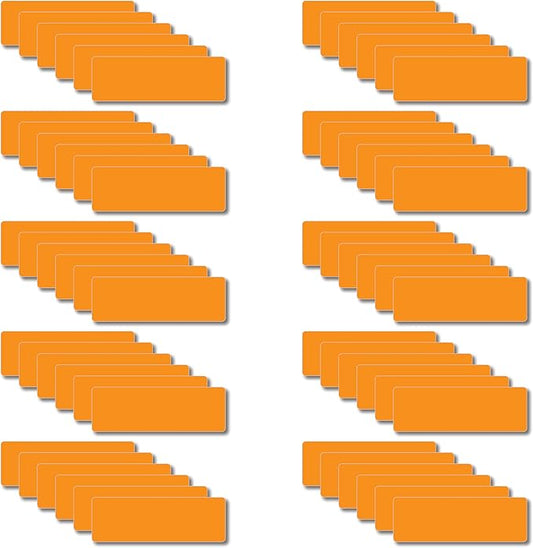 IMAGAME Magnetic Dry Erase Magnets Labels 3x1 inches, Reusable Name Tags, Organizing Schedules in Office/Classroom. Work on Fridge/White Board (Orange 60Pcs)