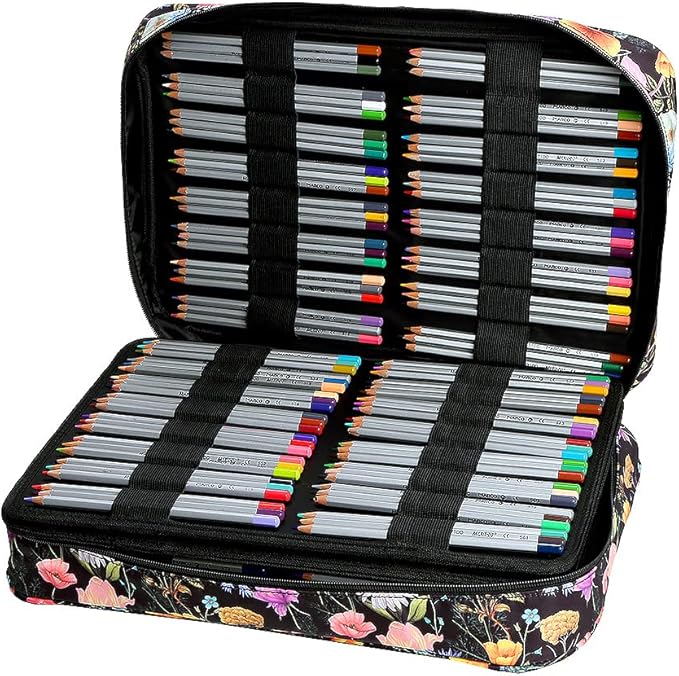 Lbxgap Portable Colored Pencil Case Holds 480 lots Pencils or 320 to 328 Gel Pens Large Capacity Pencil Organizer with Handle Strap Handy for Colored Pencils & Gel Pen