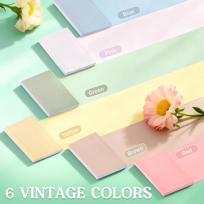 JIANTA Colored Index Cards 3x5 Inch, Flash Cards, Lined Revision Cards, Ruled Index Cards, Vintage Study Cards for Home Office School