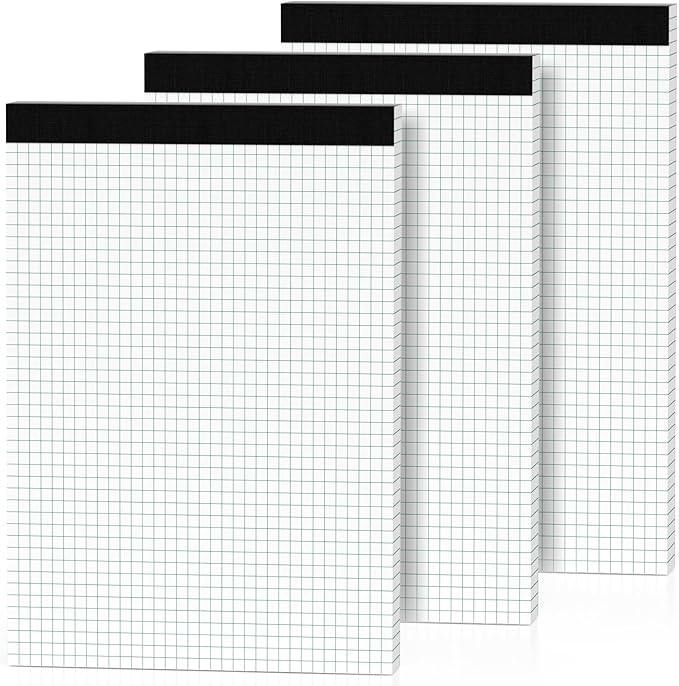 3 Pack Graph Paper Pad 8.5 x 11 Quad Ruled Graph Pads 4x4, White Grid Paper Pad Letter Size 8.5 x 11-Inch, Micro-Perforated Graph Paper Notebook Square Math Paper Writing Pads for Office School