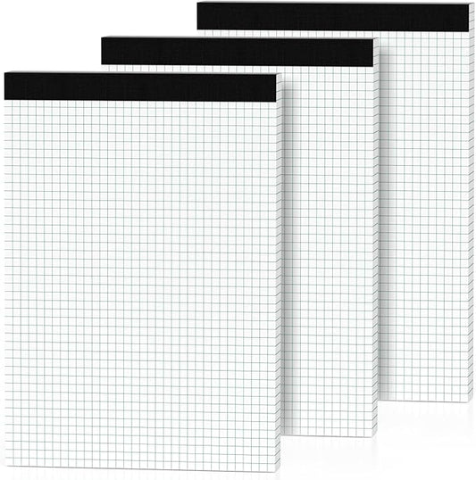 3 Pack Graph Paper Pad 8.5 x 11 Quad Ruled Graph Pads 4x4, White Grid Paper Pad Letter Size 8.5 x 11-Inch, Micro-Perforated Graph Paper Notebook Square Math Paper Writing Pads for Office School