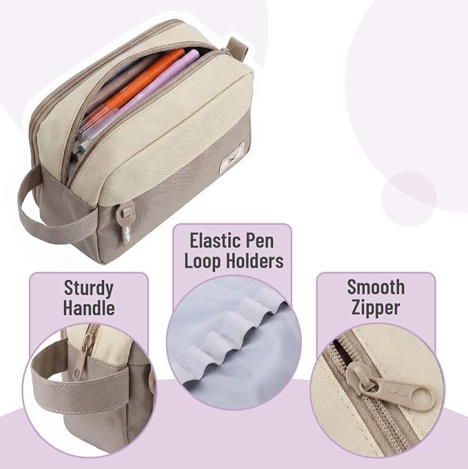 Mr. Pen- High Capacity Pencil Case, Large Pencil Pouch with 3 Compartments and 2 Pockets, Large Pencil Bag with Smooth Zipper, Cute Pencil Case Pouch Organizer, School Supplies for Teens