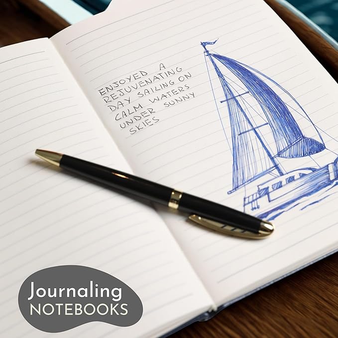 SETTINI Lined Journal, Ideal for Journaling - A5 Vegan Leather Notebook, 192 Archival-Quality Pages, QuillEase Bleed-Free Paper, Inner Pocket & Bookmark - Whale Gifts, Navy Whale