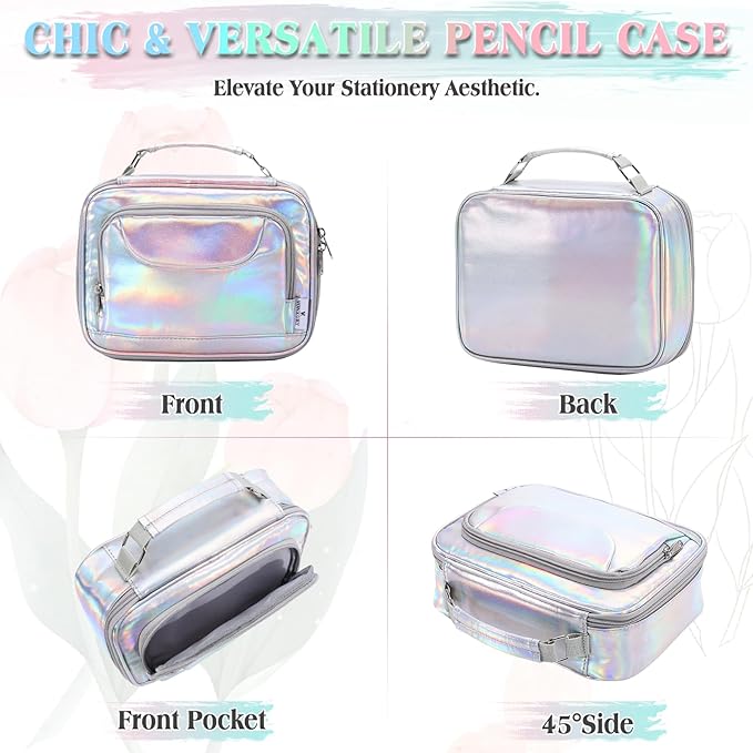 Large Pen Pencil Case,VONXURY High Capacity Art Colored Pencil Pouch Portable Stationery Organizer With 2 Detachable Layers 54 Slots Multiple Zipper Pockets for School Office College