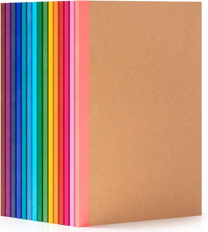 15 Pack Lined Notebook Journals Bulk, 8.3”x 5.5”Kraft Cover Lined Notebooks