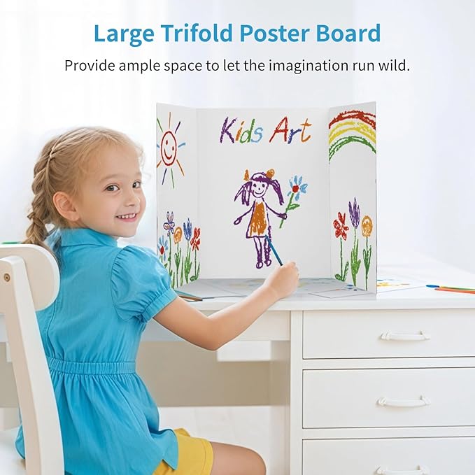 24-Piece Trifold Poster Board Set, 24×16" Tri Fold Display, Thick Corrugated Cardboards for Presentations