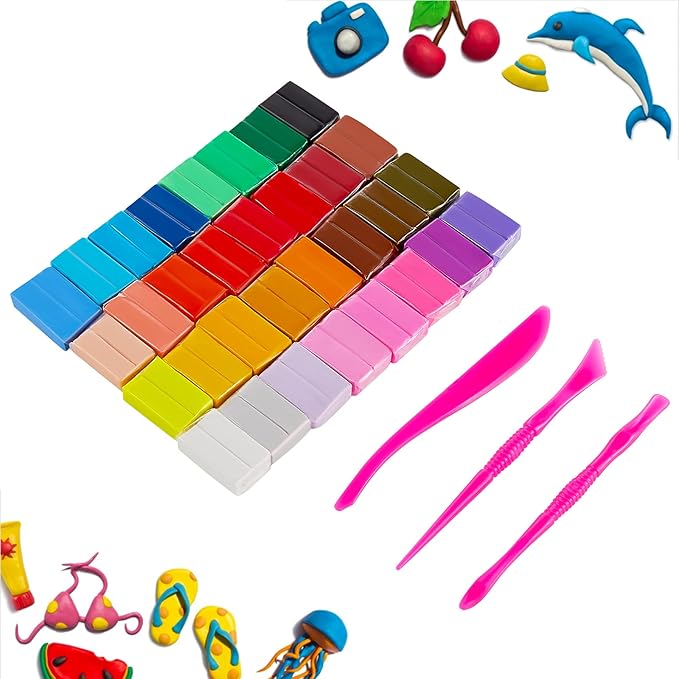 CiaraQ Polymer Clay Kit, Mini Modeling Clay Set for Kids/Beginners/Artist, 32 Colors