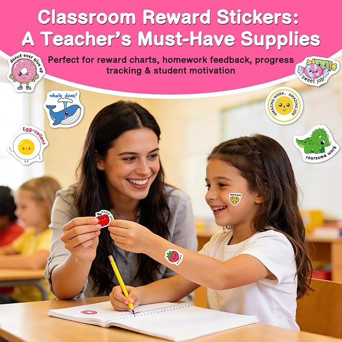 300pcs Teacher Stickers for Kids Classroom Must Haves - Waterproof Reward Stickers for Students, Teacher Supplies with Unique Designs - Perfect for Classroom Rewards & Home Encouragement