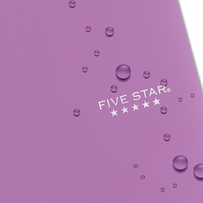 Five Star Spiral Notebook + Study App, 1 Subject, Wide Ruled Paper, 8" x 10-1/2", 100 Sheets, Fights Ink Bleed, Water Resistant Cover, Amethyst Purple (72351) (Pack of 2)