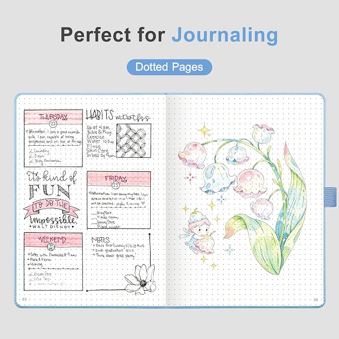 AHGXG Dotted Journal Notebook, 160 Numbered Pages, A5 Size (5.7'' x 8.3'')