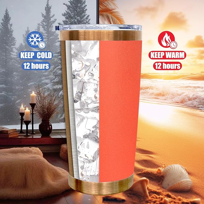 20 oz Tumbler Bulk 12 Pack Stainless Steel Tumblers with Lids and Straws, Double Wall Vacuum Insulated Travel Coffee Mug for Laser Engrave, Powder Coated Cup for Hot and Cold Drinks (Orange,12 pack)