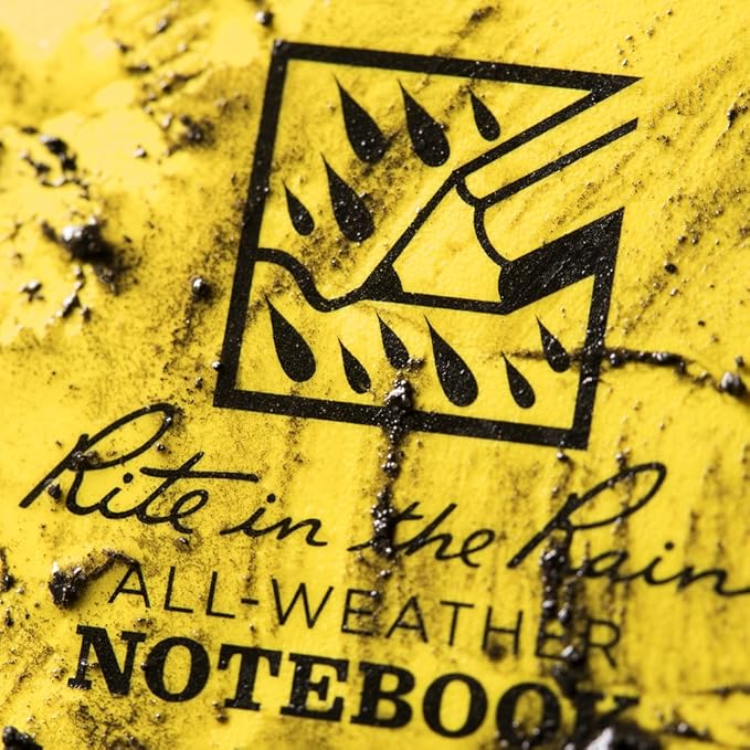 Rite in the Rain Weatherproof Top Spiral Notebook, 3" x 5", Yellow Cover, Universal Pattern, 3 Pack (No. 135-3)