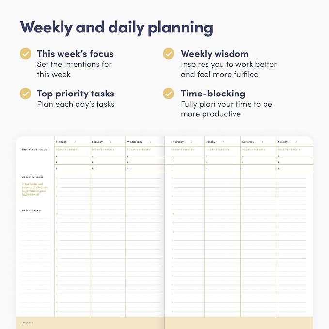 BestSelf Daily Planer - 6-Month Undated Planner Notebook for Organization and Planning; Ideal Planner for Students, Schools, Colleges, and Working Professionals (Coral)