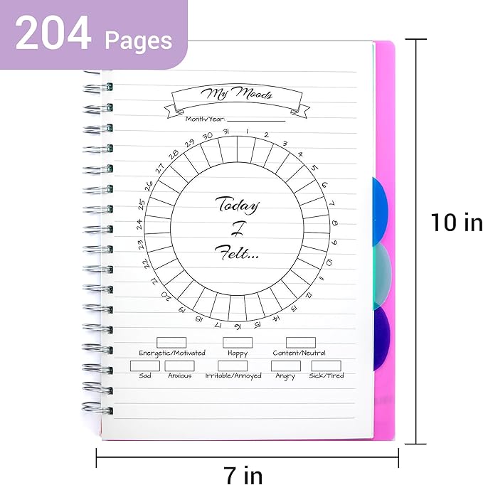 FLYING EAGLE Hardcover Spiral Notebooks 7" X 10" Note Taking 5 Subject Notebook Wide Ruled with Dividers, 204 Pages Lined Spiral Journal Notebook for Work Writing, Pink B5