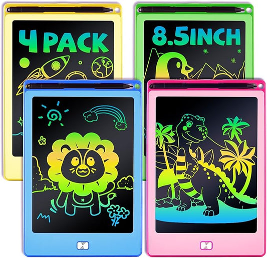POPERFUN 4 Pack LCD Writing Tablet for Kids, 8.5 Inch Colorful Toddler Doodle Board Gifts for Toddlers 3 4 5 6 7 8 Year Old Girls Boys, Drawing Tablet for Erasable Reusable Electronic, Paint Toys