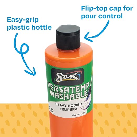 Sax Washable Versatemp Heavy Bodied Tempera Paints, Assorted Colors, 12 Pints