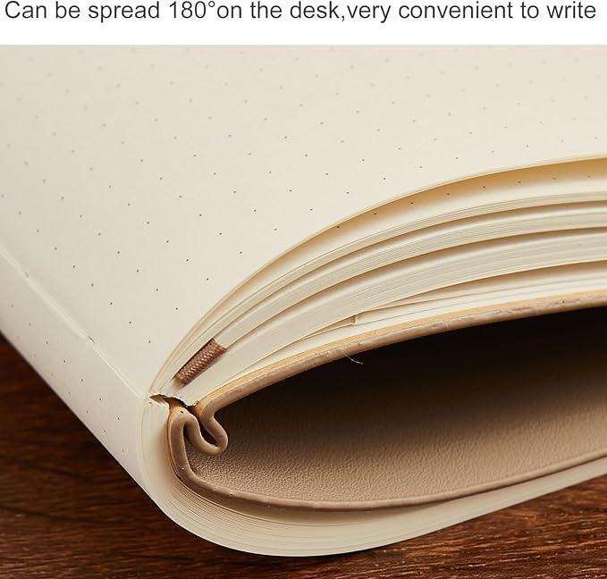Dotted Journal Notebook Soft Cover PU Leather Journaling Notebooks for Women Men Writing Work Office School 160 Pages 100 GSM Thick Paper A5 Dotted 80 Sheets 5.79"x8.27", Gray