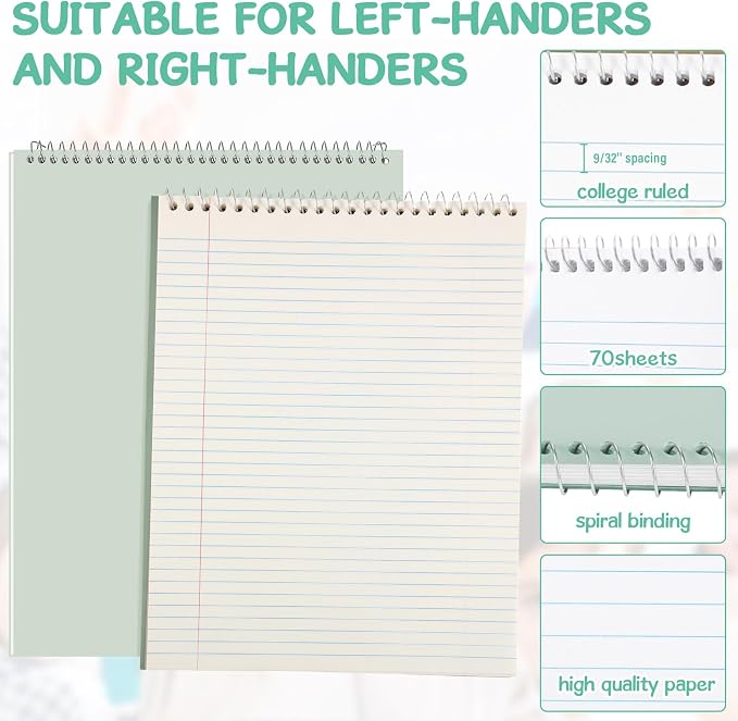 Maitys 6 Pcs Steno Spiral Notebooks, Pastel Color, Boho Style