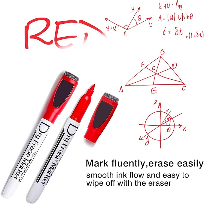 Volcanics Magnetic Dry Erase Markers With Eraser Cap Whiteboard Markers Low Odor Fine Tip Whiteboard Pens,Thin Box of 12, Green