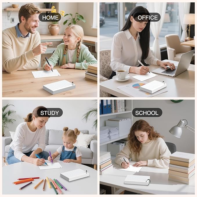 White Index Cards 4 x 6 Inch, 160 Count Lined Flash Cards with Ring for Back to School, Ruled and Blank Note Cards for Office Supply, Portable Colorful Study Flashcards for Home and School