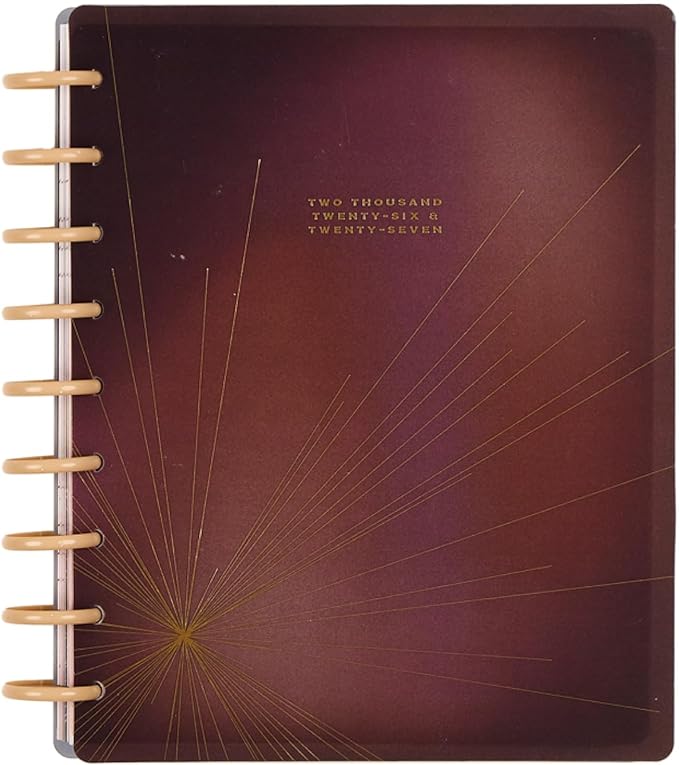 Happy Planner Disc Bound Planner July 2026–June 2027, Includes 3 Extra Months and 2 Sticker Sheets, Classic Size, 7" x 9.25", Horizontal Layout, Gradient Glow