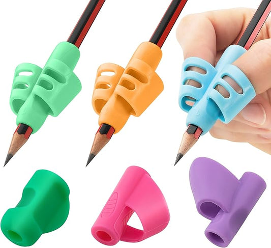 Stylo 6 Pack Pencil Grips for Kids Handwriting - Ergonomic Pencil Grippers for Toddlers Ages 2-5, Preschool & Kindergarten - Left Handed & Right Hand Writing Tools - Occupational Therapy Grip