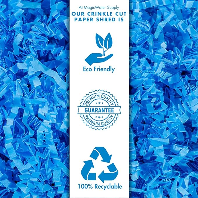 MagicWater Supply Crinkle Cut Paper Shred Filler-1LB Light Blue-Decorative & Protective Packaging for Bridesmaid Gifts & Bridesmaid Proposal Gifts Holiday Stuffers Birthdays Wedding & Anniversaries