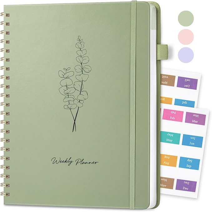 Oucaru Undated Weekly Planner, 8.5"x11", A4 Size To Do List Notebook with Goal & Habit Tracker Organizer, 52 Weekly Planner Notebook with Spiral Binding for Office Home School Supplies
