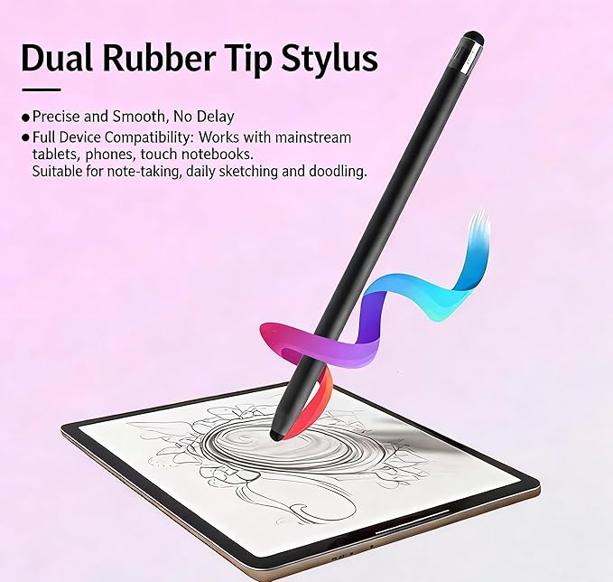 3-in-1 Stylus Pen for Nintendo Switch, High Precision and Sensitivity, Compatible for Samsung Galaxy/iPhone/iPad/Android Tablets, Universal Stylus Pen for All Touchscreen Devices (Black/Rosegold)