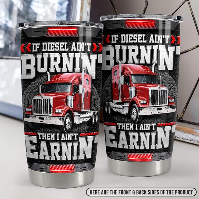 SANDJEST Truck Driver Tumbler 20oz Stainless Steel Insulated Travel Mug Cup for Men Dad Husband Trucker Gifts for Birthday Christmas Fathers Day