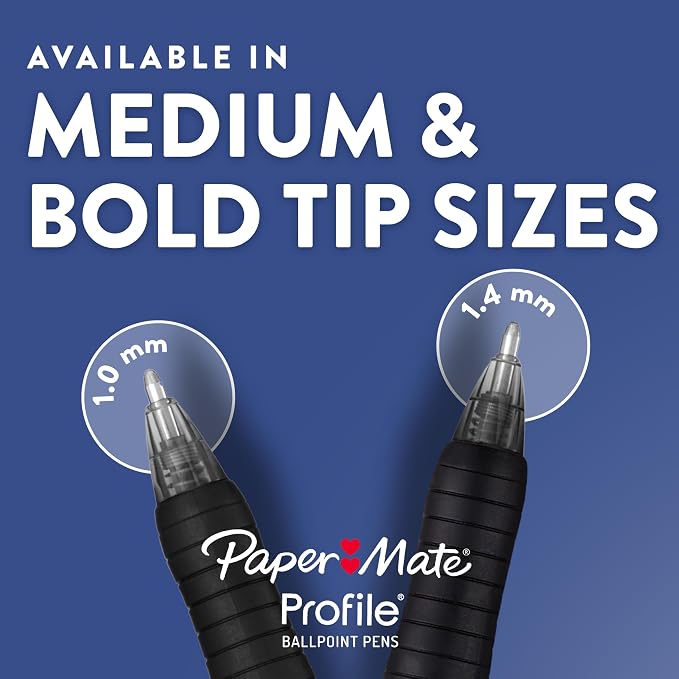 Paper Mate Profile Retractable Ballpoint Pens Bold Point (1.4mm) Black,36 Count (Pack of 6)