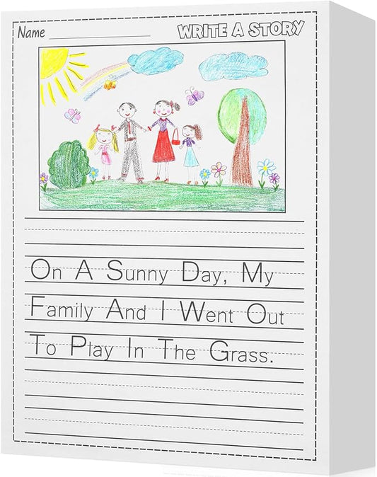 400 Sheets Writing Beginner Paper for Kids Create Story, 8.5"x11" Handwriting Paper Bulk with Picture Space and Lines DIY Craft Writing Kit for Kids Journal Activity, Back to School Gifts
