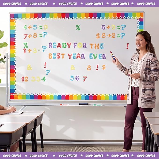 221 Pcs Composition Notebook Bulletin Board Letters, Round Alphabet Number Punctuation Symbol Combo Letter Cutouts, Colorful Classroom Decor for Summer School Chalkboard Whiteboard Poster Wall
