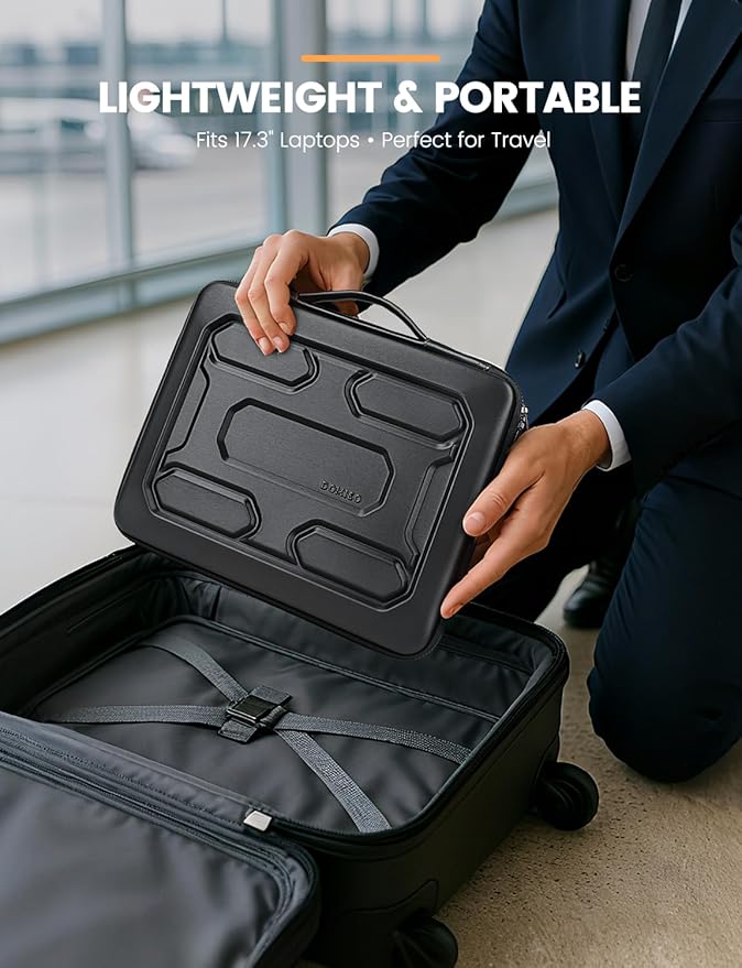 DOMISO 17 inch Laptop Sleeve with Handle Shockproof Computer Bag Waterproof EVA Protective Carrying Case for 17.3" MSI GS73VR Stealth Pro/HP Envy 17/LG Gram 17"/ROG Strix GL702VS, Black