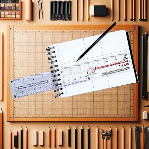 12" No-Math Fibonacci Ruler — Flexible Clear PETG | Fibonacci Proportions Without Arithmetic | Drawing, Drafting and Layout | Made in Australia
