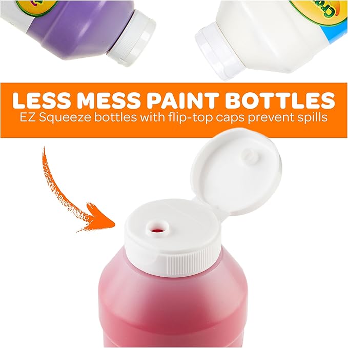 Crayola Washable Paint (12ct), Teacher Classroom Must Haves, Wishlist Essentials, Bulk Paint Set for Kids Art Projects, 16 Oz, Nontoxic Craft Supplies, Ages 3+