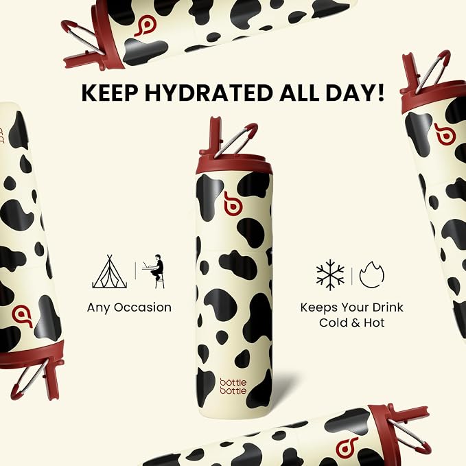 BOTTLE BOTTLE Insulated Water Bottle 24oz with Straw Lid and Handle Sports | for Travel Gym school,Stainless Steel Water Bottles,Double-Wall,Vacuum Metal,Leak Proof,BPA-Free