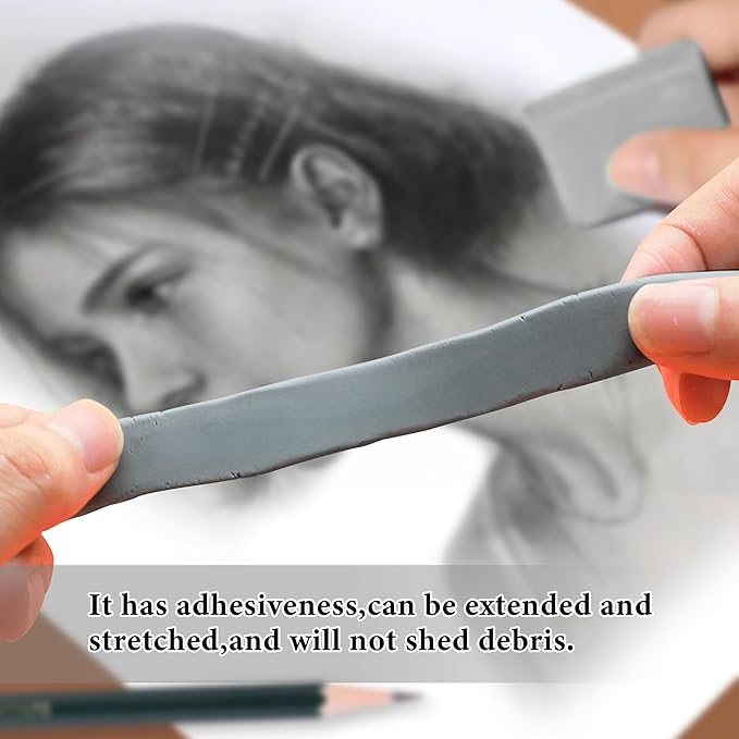 Smilo 8-Pack Gray Kneaded Erasers | Moldable & Dust-Free Putty Eraser | No Smudge Art Eraser with Case for Drawing