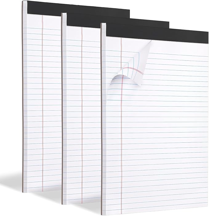 3 Pack Legal Pads Refills Note Pads, Writing Pads 8.5 x 11 Inches, Memo Pads Lined Writing Note Pads, Letter Size Legal Pad Wide Ruled Lined Pads Legal Rule for School Office（30 Sheet per Pads）