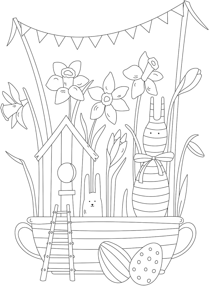 Jekohor Spring Theme Adult Coloring Book - 9x12 Inch Large Single-Sided Pages, 200gsm Thick Paper for Markers & Watercolor, Easter Gift for Women - Coloring Books for Adult Relaxation