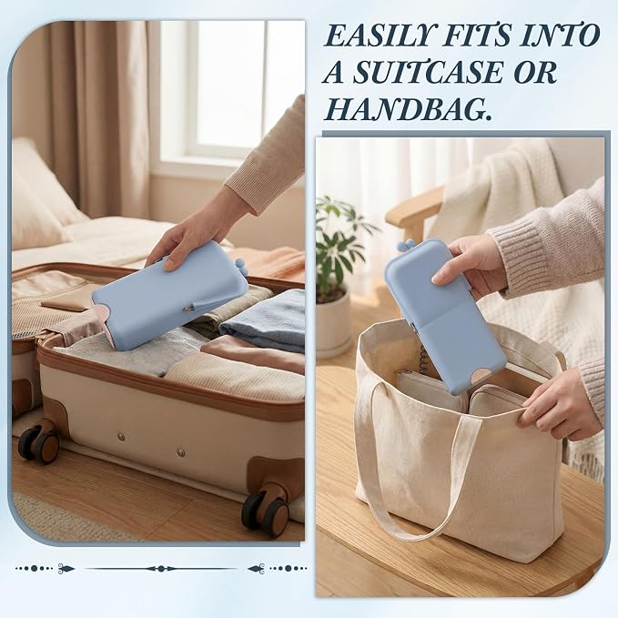Kacctyen Makeup Brush Case Silicone Standing Makeup Brush Holder,Light Blue | Silicone Make up Travel Bag with Suction Portable Cosmetic Organizer Phone Stand Pouch for Travel Home Back to School Use