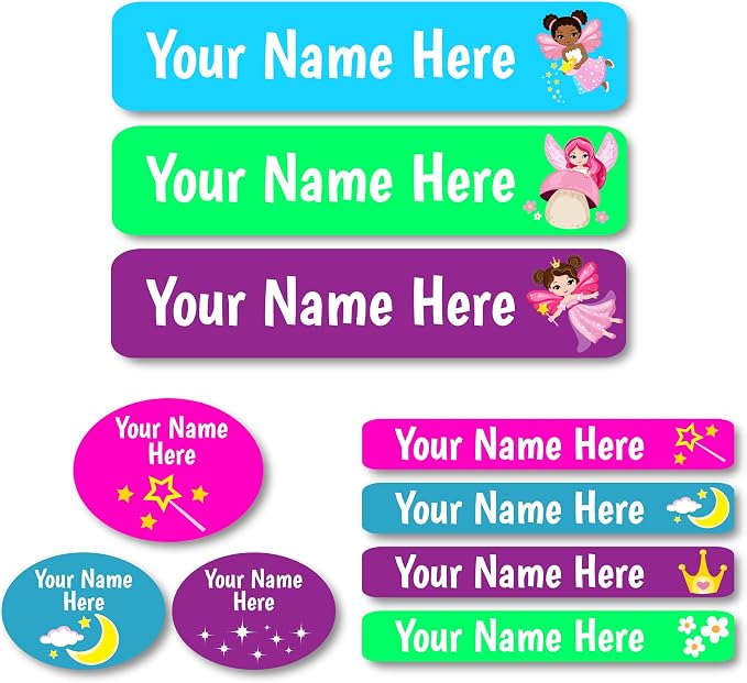 Lovable Labels Personalized Labels for Kids (85 Labels/Pack) - 3 Label Sizes Waterproof Dishwasher Safe Peel & Stick Labels for School Supplies Daycare Camp Clothing Bottles (Make a Wish)