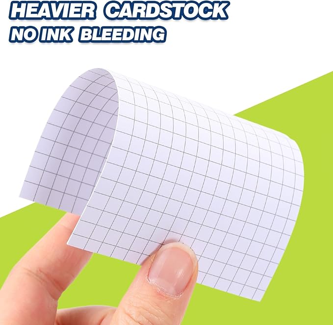Extra Heavyweight Grid Index Cards 3x5 Inch 92lb Weight Double Sided Graph Ruled Notecards Thick Flash Cards for Note-Taking, Studying, and Organization, Ideal for School, Home and Office - 300 Count