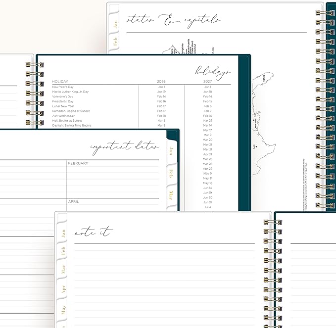 Blue Sky Life Note It 2026 Weekly and Monthly Planner Notes, January 2026 - December 2026, 7" x 9", Flexible Cover, Durable Twin Wire Binding, Storage Pocket, 50 Perforated Notes Sheets, Marina